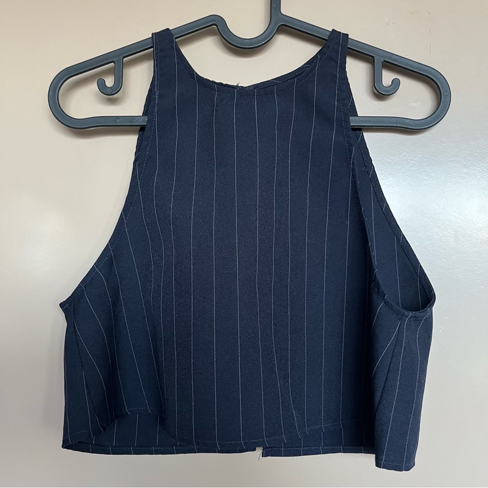 American Apparel Navy Pinstripe Crop Top